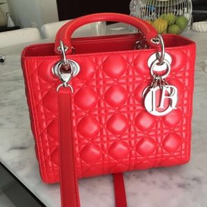 Medium Lady Dior Bag in Red